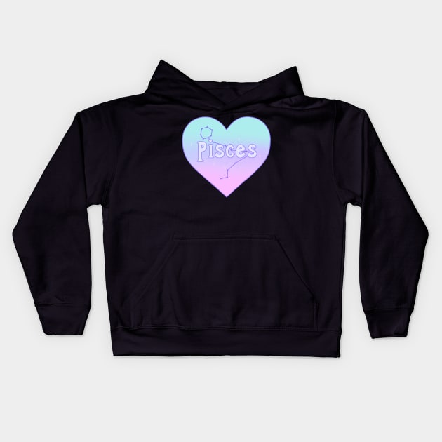 Pisces Constellation Heart Kids Hoodie by novembersgirl